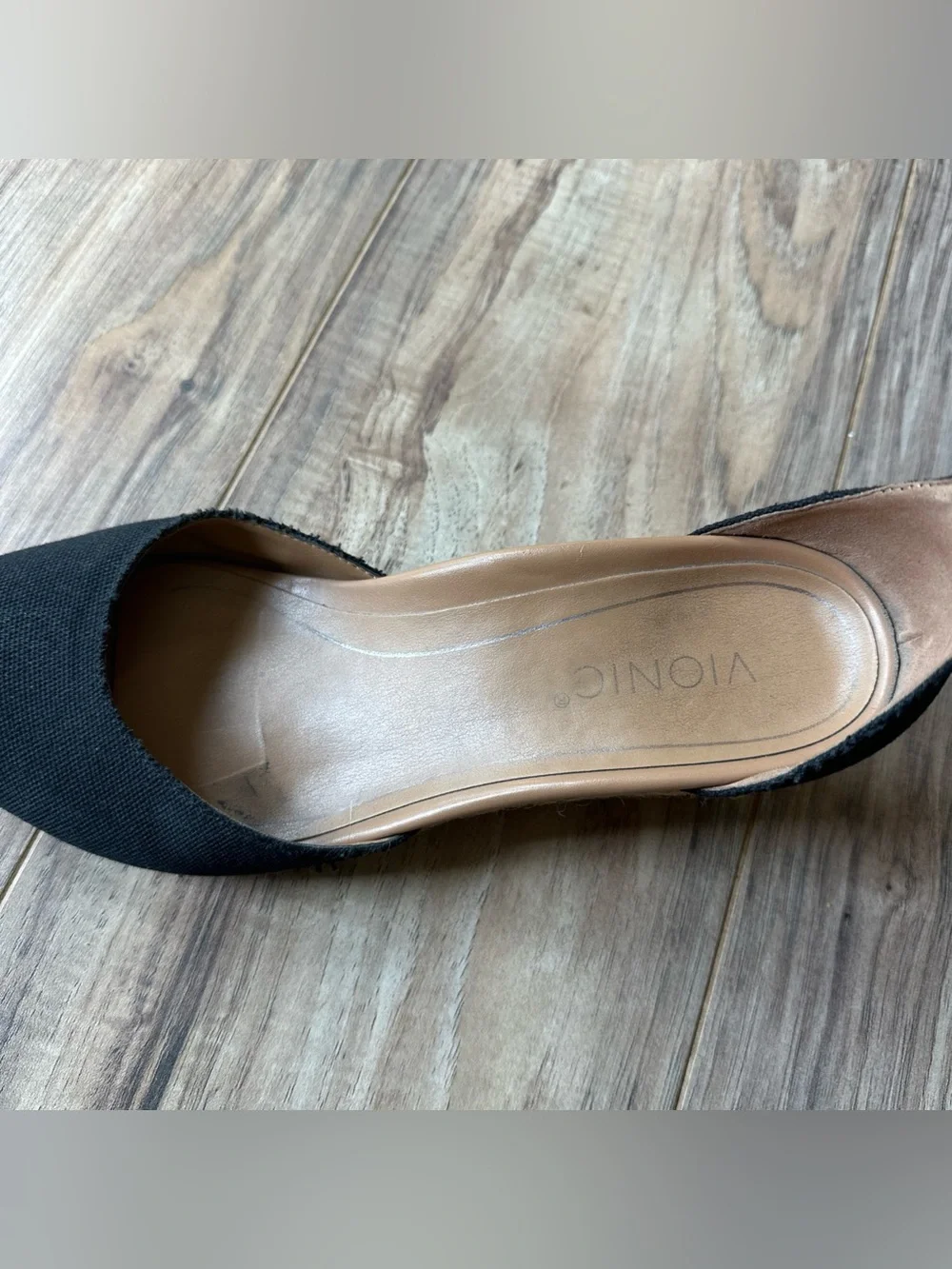 Vionic Amy Wedge Espadrille Sandals Size 9 Black Canvas Buckle Ankle Strap